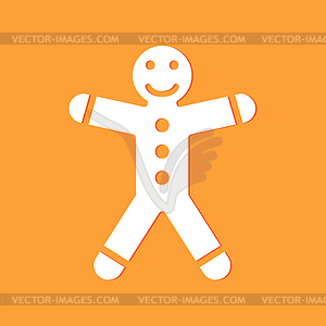 Gingerbread man on yellow background - vector clip art