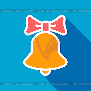 Yellow bell with bow - vector clipart