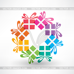 Colored corcle of gifts - vector clip art