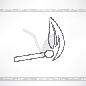 Burning match white - vector image