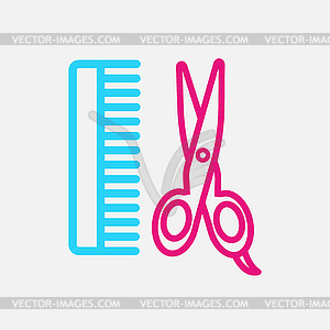 Scissors and comb - vector clip art