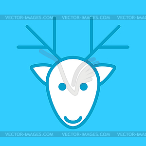 Белые олени голову на синем фоне - графика в векторном формате