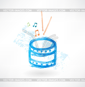 Drum grunge icon - vector clip art