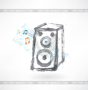 Музыка колонка значок гранж - векторный клипарт / векторное изображение