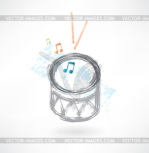 Grey drum grunge icon - vector clip art