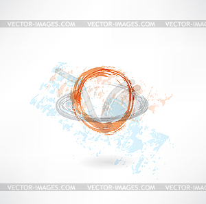 Saturn grunge icon - vector image