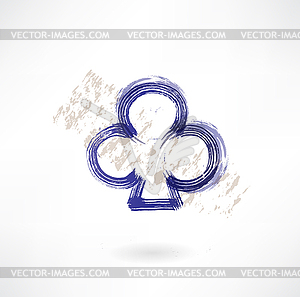 Clubs grunge icon - vector clipart