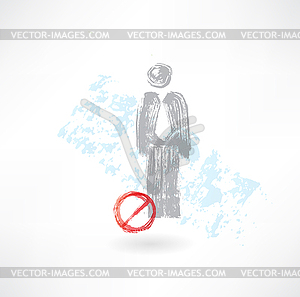 Ban man grunge icon - vector clipart