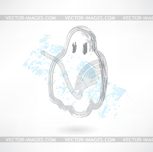 Cute ghost grunge icon - vector clipart