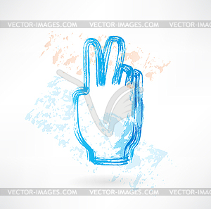 Two fingers grunge icon - vector image