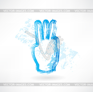 Значок три пальца гранж - иллюстрация в векторе