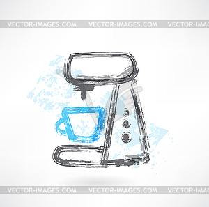 Coffee maker grunge icon - vector clipart