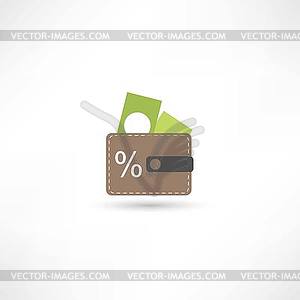 Purse with money - vector clipart