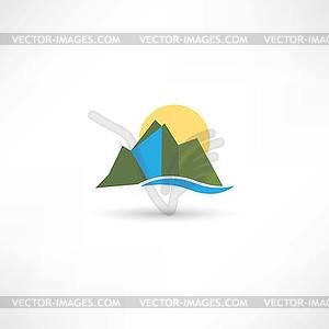 Simple mountains symbol - stock vector clipart