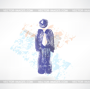 Man in suit grunge icon - vector image