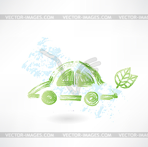 Eco car grunge icon - vector clipart