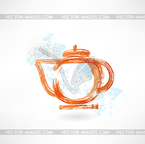 Teapot grunge icon - vector image