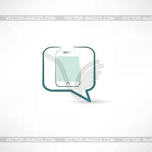 Мобильный телефон в пузырь речи - векторный клипарт / векторное изображение