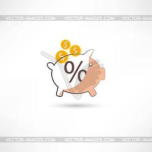 Little moneybox with money - vector image