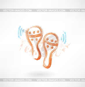 Maracas grunge icon - vector image