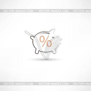 Line pig moneybox - vector image