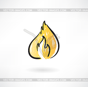 Fire grunge icon - vector image