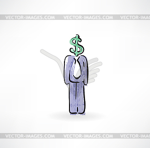 Доллар вместо головы - изображение в векторе