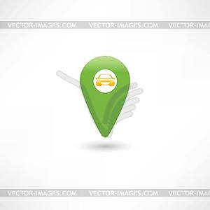 Зеленый GPS знак с автомобиля - клипарт в векторном формате