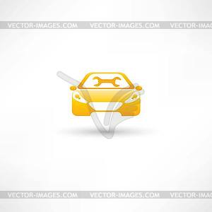 Yellow front car - vector clip art