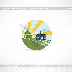Трактор на ферме - векторная графика