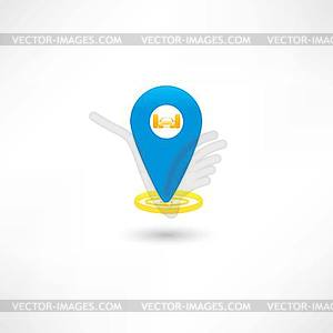 Blue gps mark with car - color vector clipart