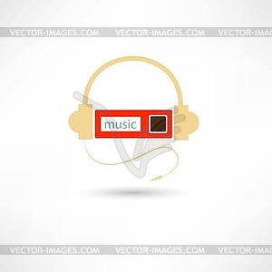 Headphones and mp3 player - vector clipart / vector image