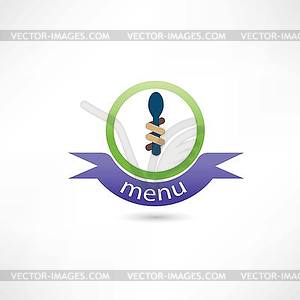 Spoon and fork around it for menu - vector image