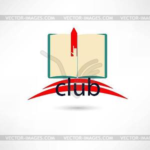Open club boook with hand and bookmark - vector image