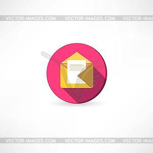 Открыть желтый конверт с почтой - векторное изображение клипарта