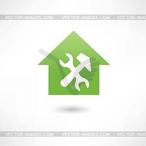 Repairing house green icon - vector clipart