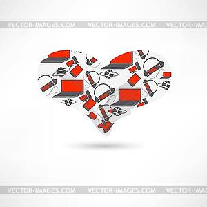 Pattern heart electronics - vector clipart