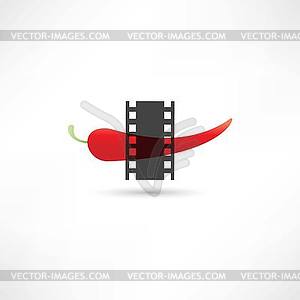 Pepper and film frame - color vector clipart