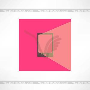 One cellphone on pink background - vector image