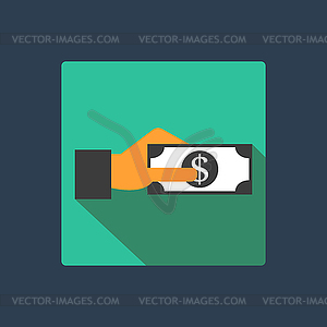Dollar in hand icon - royalty-free vector image
