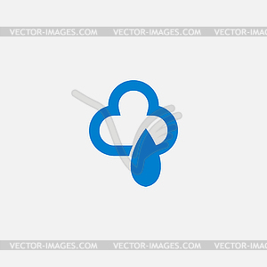 Облако с каплями дождя значок - изображение в векторном виде