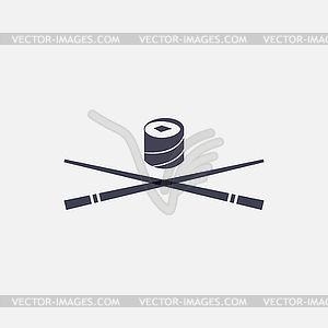 Sushi and chopsticks icon - vector clip art