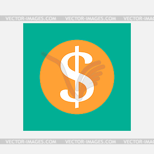 Dollar coin icon - vector clipart