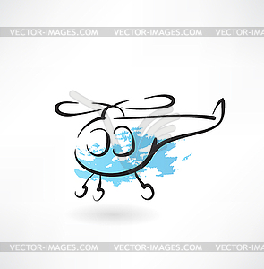 Helicopter grunge icon - vector image