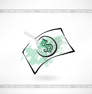 Бумага доллар значок гранж - изображение в векторе / векторный клипарт