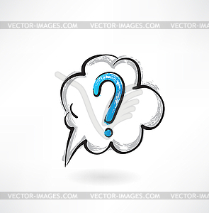 Question cloud grunge icon - vector image