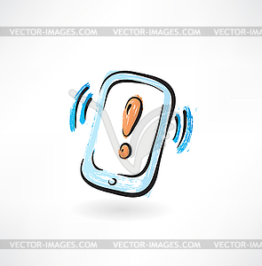 Exclamation on screen grunge icon - vector image