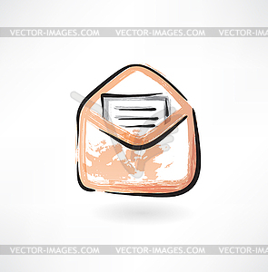 Letter in an envelope grunge icon - vector clipart / vector image