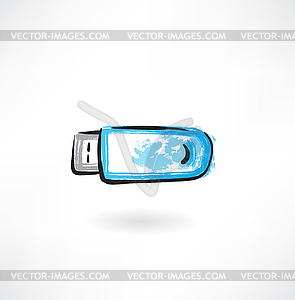 Flash drive grunge icon - vector image