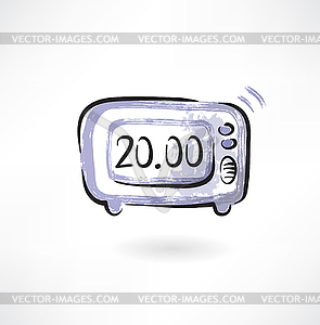 Electronic alarm clock grunge icon - royalty-free vector clipart